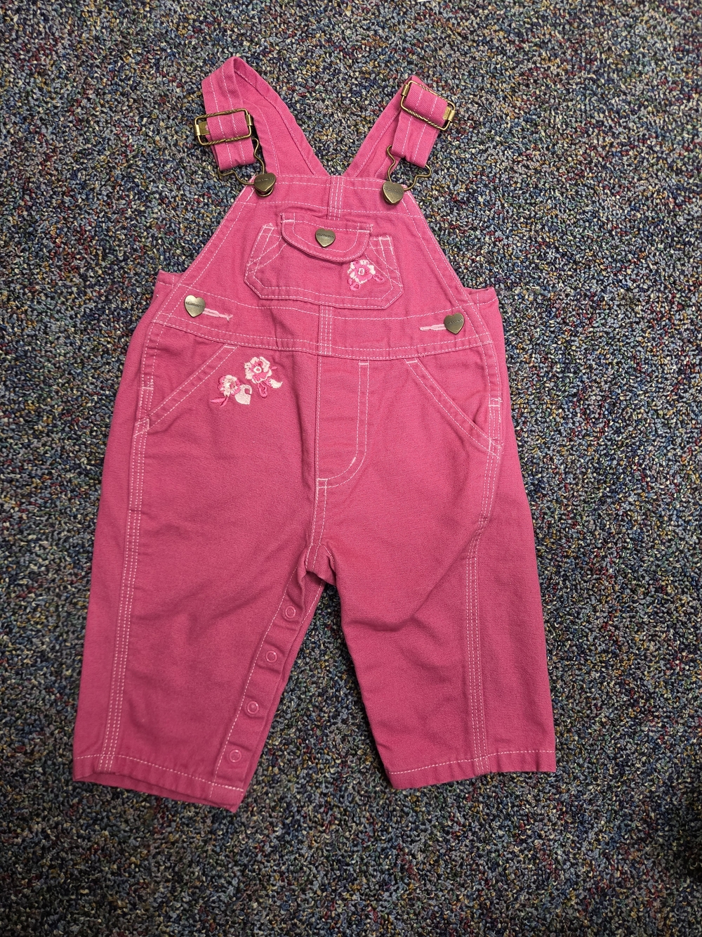 Carhartt Pink Floral Toddler Overalls with Heart Hardware